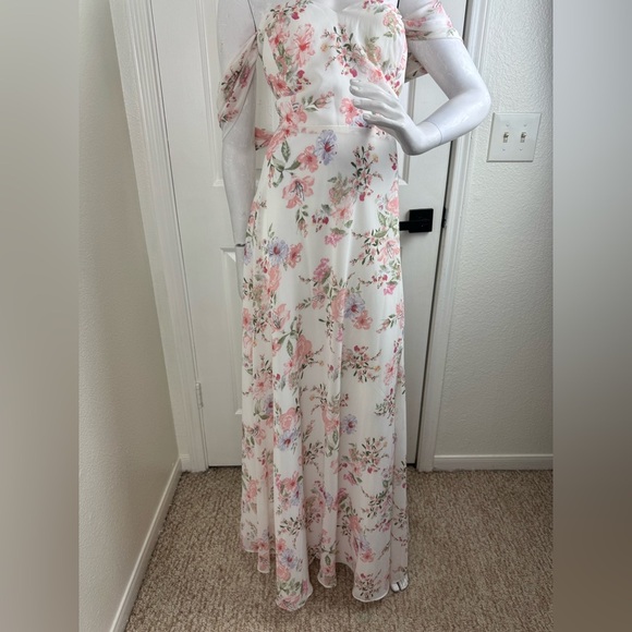 JJ’S HOUSE  Off the Shoulder Floor-Length Chiffon Bridesmaid Dress Size 22 #356 - Picture 10 of 16